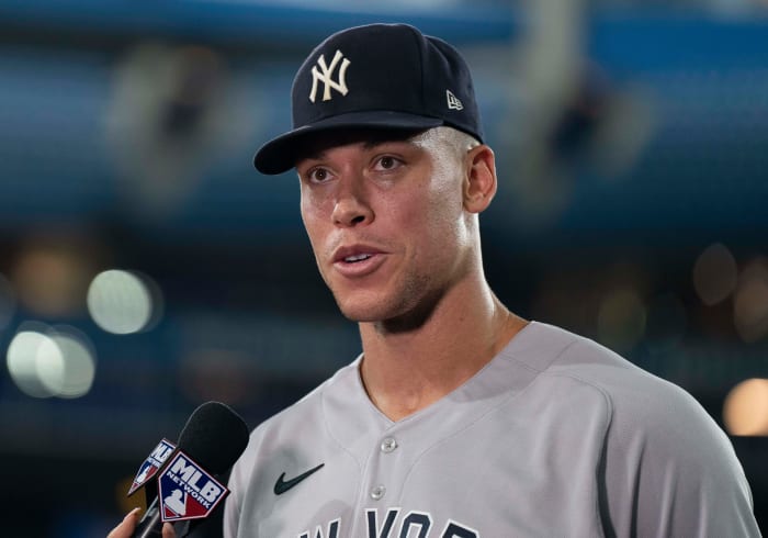 Yankees star Aaron Judge is interviewed by MLB Network.